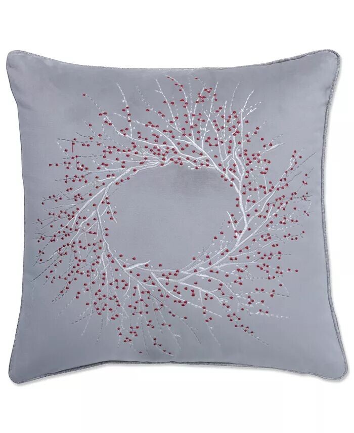 

Декоративная подушка «Бархатный рождественский венок», 17 x 17 дюймов Pillow Perfect, серый