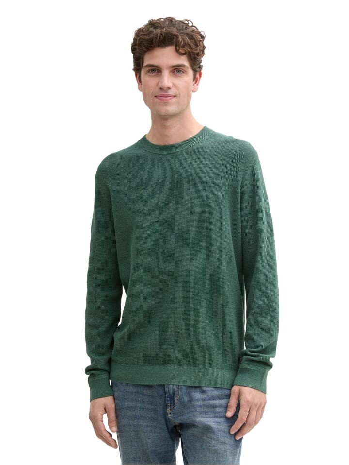 

Пуловер Tom Tailor Pullover STRUCTURED CREWNECK, зеленый