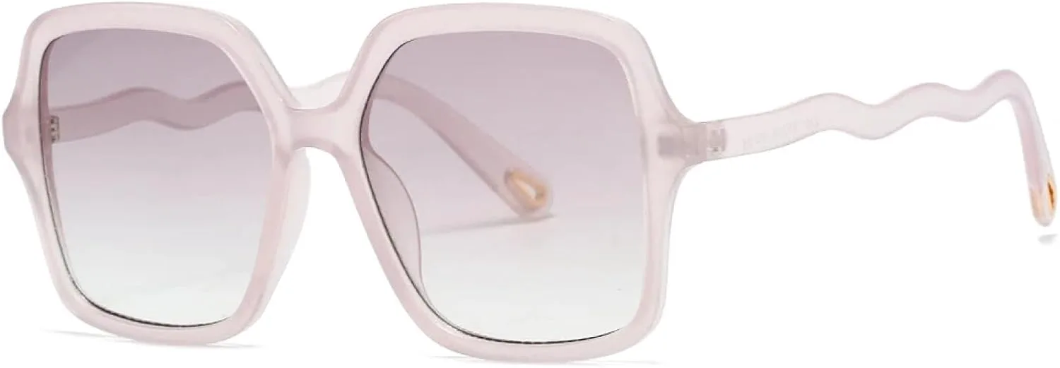 

Большие солнцезащитные очки для женщин, роскошные винтажные панк-очки, популярные очки с волнообразными дужками, защита от УФ-излучения UV400 TKKTLLT, Jelly