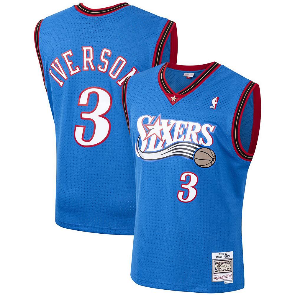 

Мужская майка Mitchell & Ness Allen Iverson Royal Philadelphia 76ers Hardwood Classics Swingman, синий