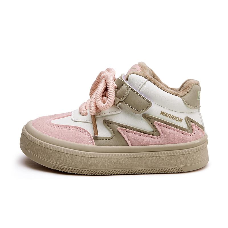 

Устойчивые к скольжению, износостойкие, утепленные высокие детские скейтбордические кроссовки Warrior, бежево-розовые, с флисовой подкладкой