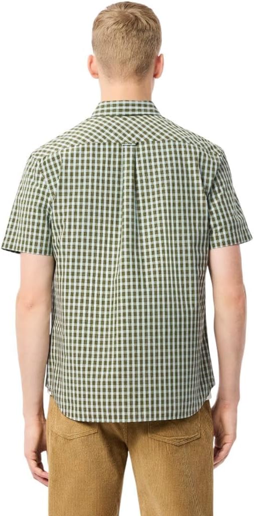 Рубашка Lacoste, мужская, классическая, в клетку, хаки — фото 3