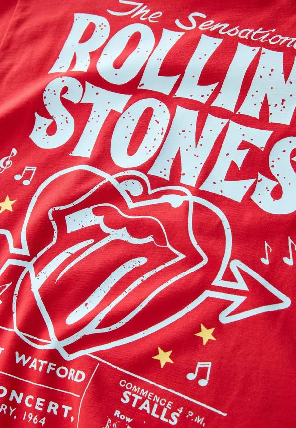 Футболка стандартного кроя с принтом логотипа группы rolling stones. Next, Red — фото 3