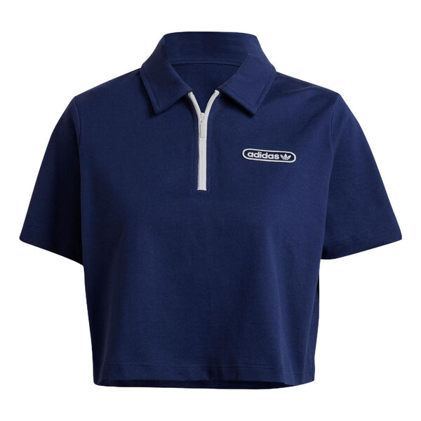 

Футболка (WMNS) adidas Original Crop Zip Polo Shirt 'Night Sky', цвет night sky