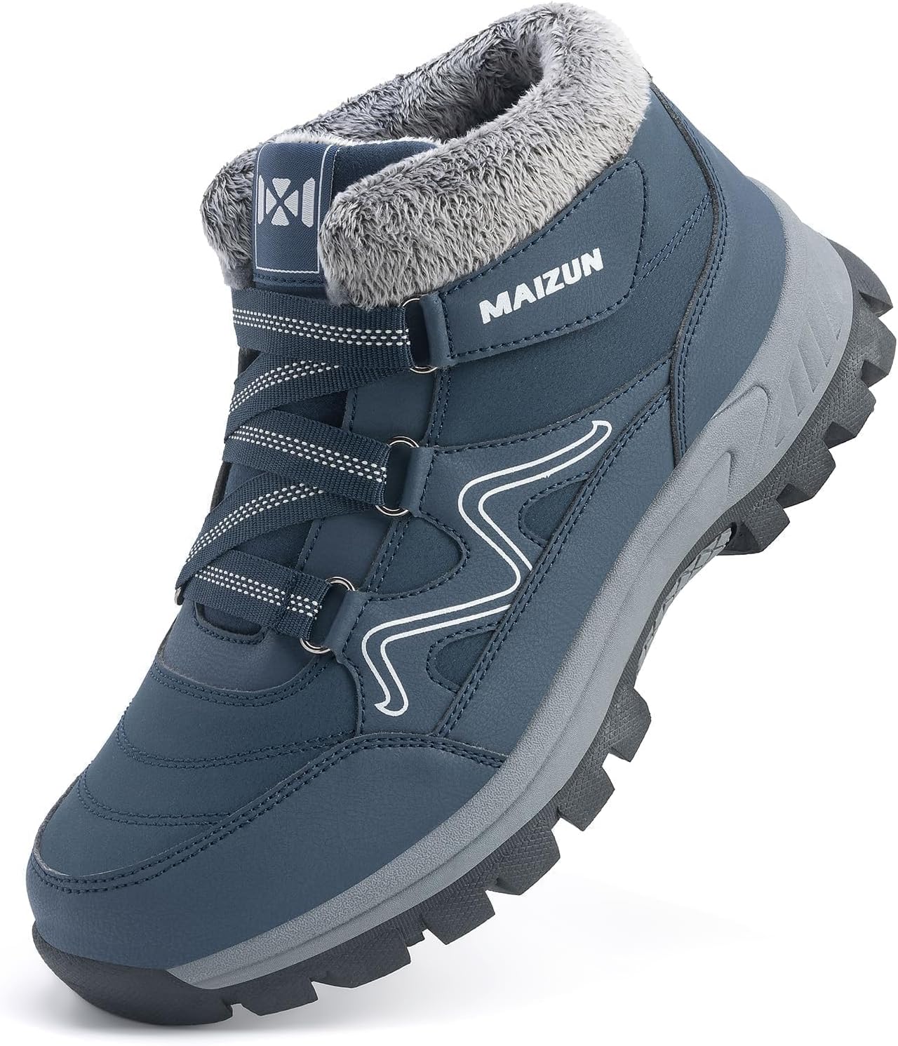 

Мужские зимние ботинки Moodeng, повседневные легкие снежные ботинки, теплые с меховой подкладкой, походные ботинки, водоотталкивающие, удобные ботинки на щиколотку для прогулок на улице, синий