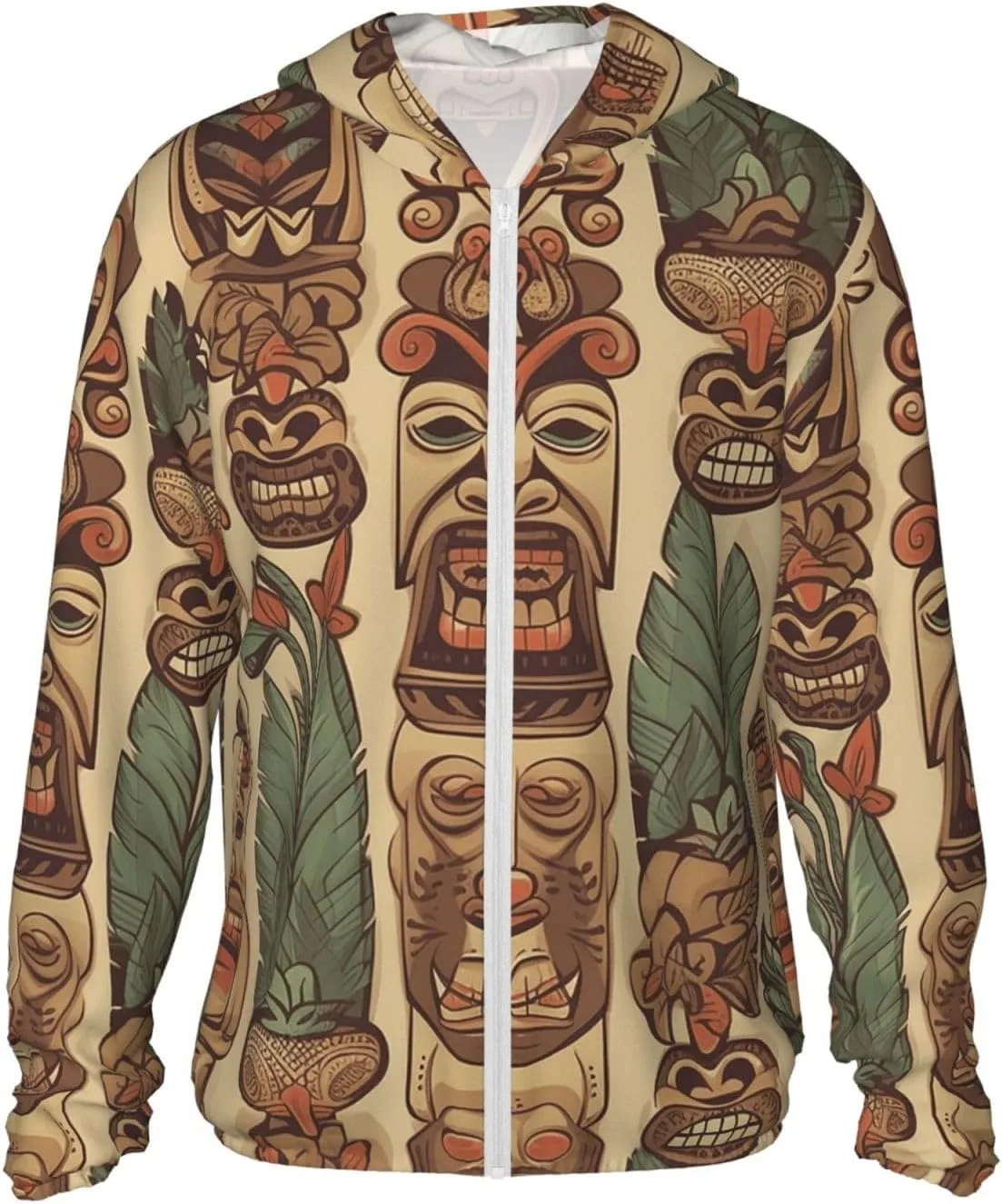 

Мужская толстовка с капюшоном UPF 50+ на молнии, в стиле алоха FHEBNDS