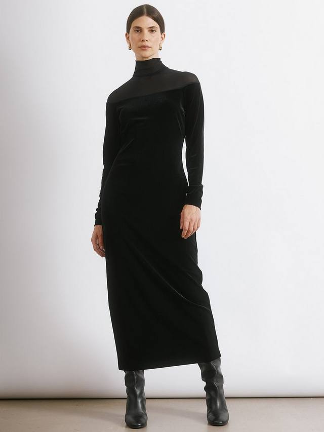 

Платье миди из бархата с сетчатой кокеткой Albaray, Black