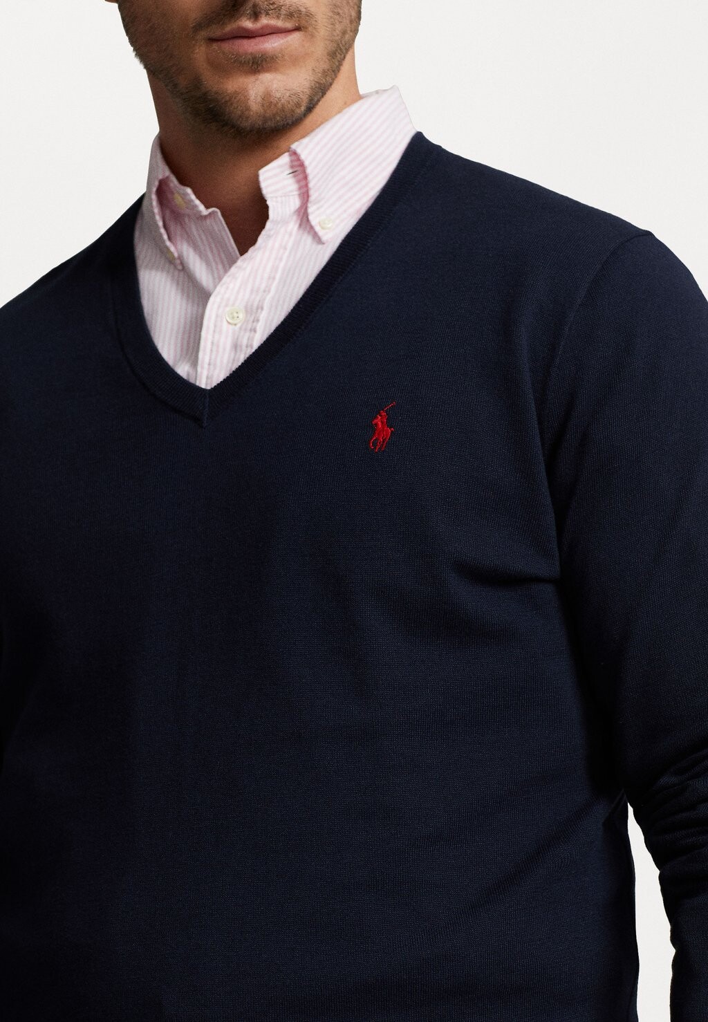 

Джемпер COTTON V-NECK SWEATER Polo Ralph Lauren Big & Tall, темно-синий
