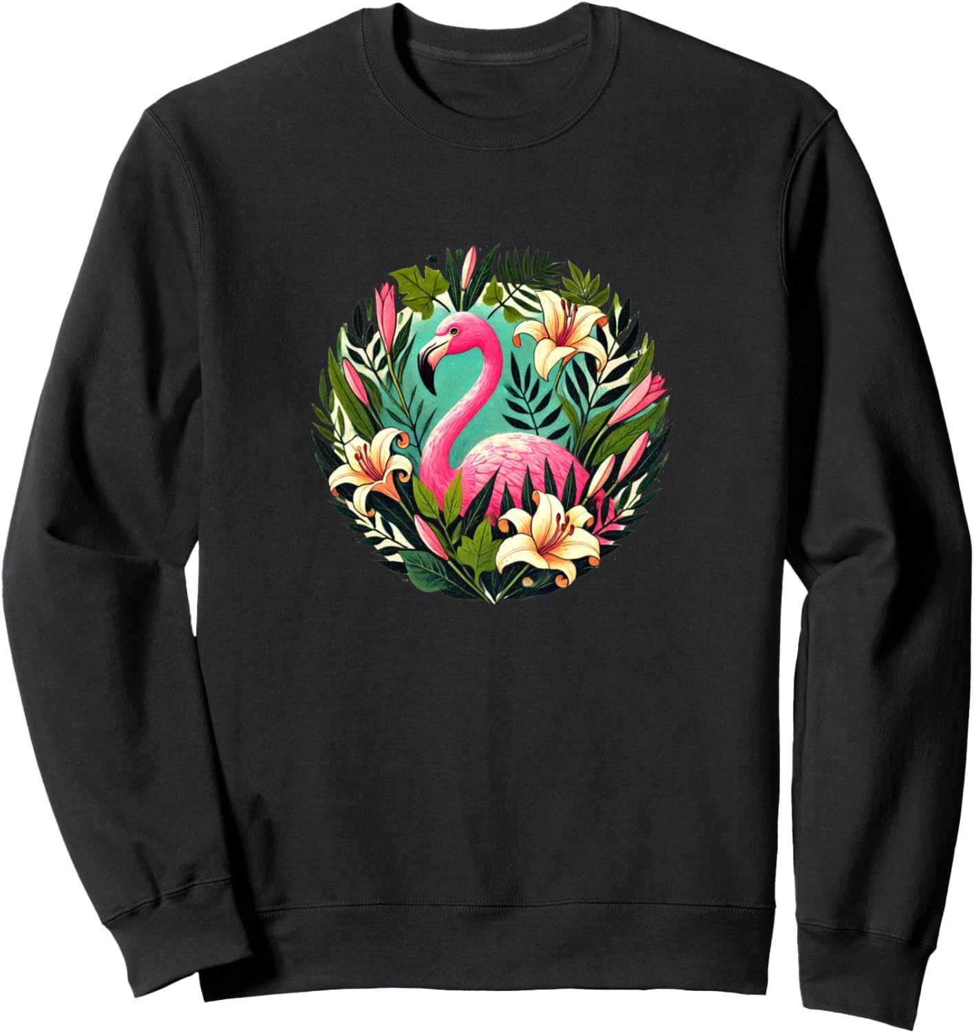 

Розовый фламинго, цветочный рисунок, иллюстрация лилии, толстовка с розовым фламинго Lily Lovers Bubb