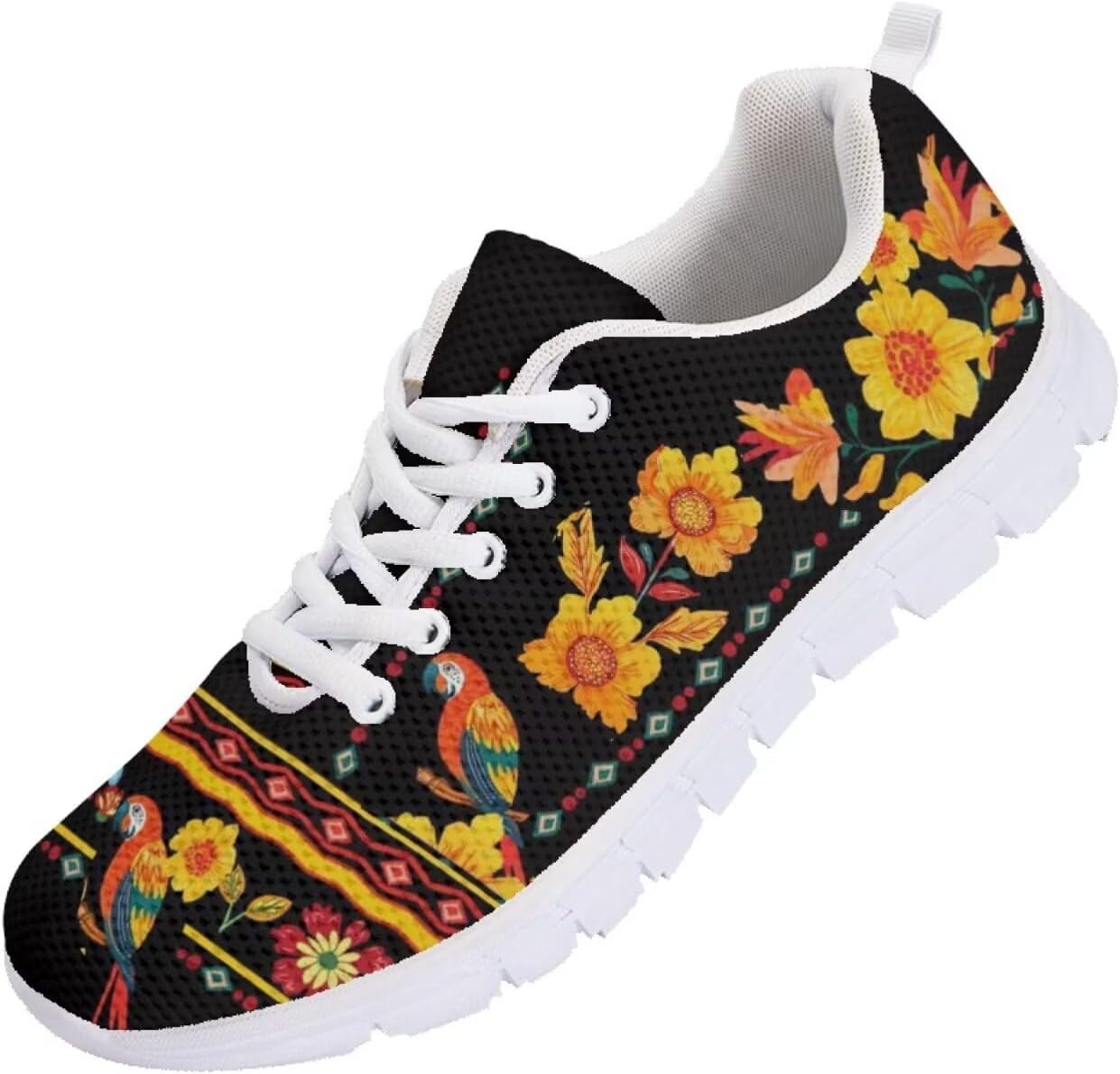 

Вышитые кроссовки для женщин и мужчин, теннисные беговые обувь, легкие сетчатые спортивные кроссовки для тренажерного зала с подошвой из ЭВА Getelinseng, Embroidered Bird Tropical Flower