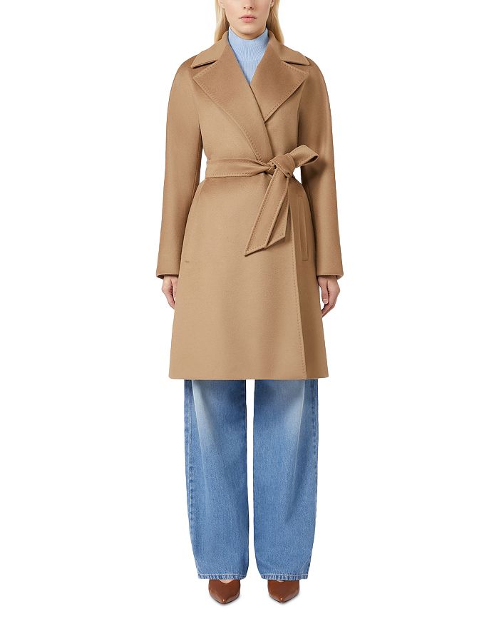 

Шерстяное миди-пальто с поясом Max Mara Studio, коричневый/бежевый