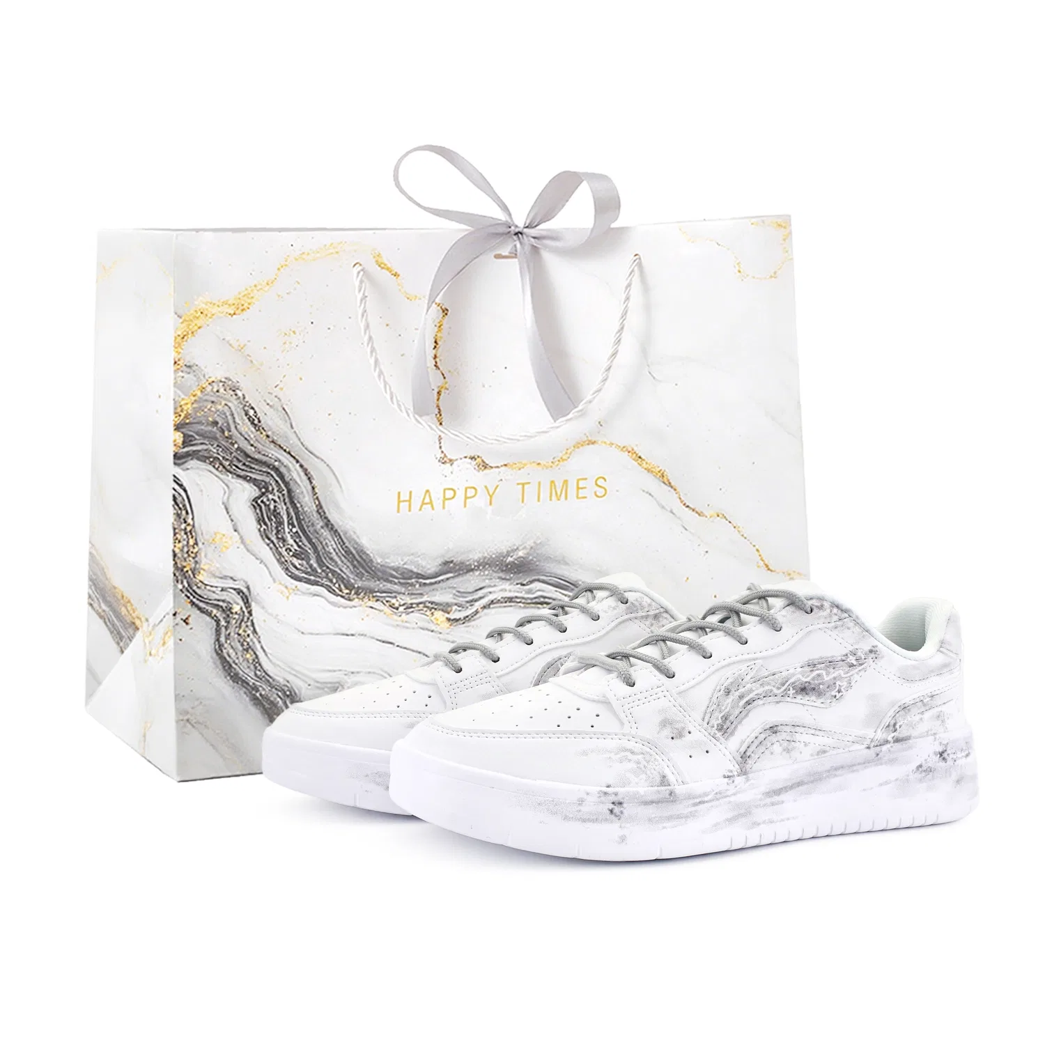 Кроссовки Li-Ning с принтом Dotted Stars Shopping Bag серо-белые