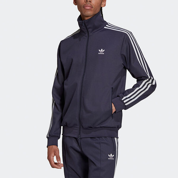 Куртка Men's adidas originals Stripe Printing Stand Collar Sports Jacket Dark Grey Navy Blue, мультиколор — фото 2