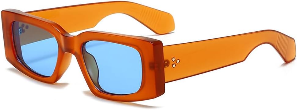 

Модные женские солнцезащитные очки в винтажном стиле с заклепками, мужские желто-синие очки с защитой от УФ-излучения UV400, трендовые панк-солнцезащитные очки HVTVTLA, Orange Blue