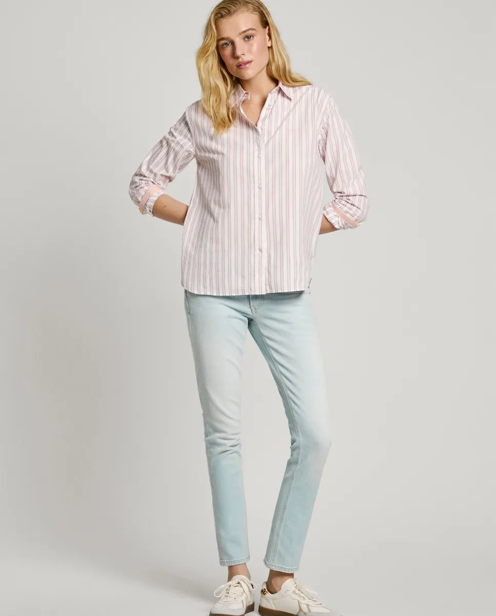 

Прямые джинсы Venus для женщин с низкой посадкой и двойной пуговицей на талии Pepe Jeans, светло-голубой