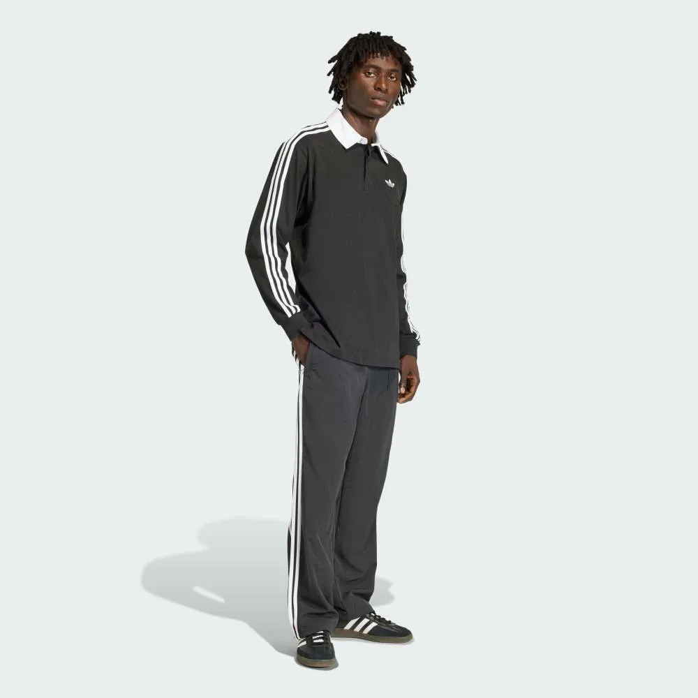 Футболка-поло с длинными рукавами и тремя полосками для регби Adidas, black — фото 3