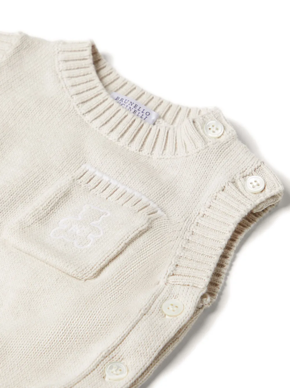Трикотажный жилет Bernie Brunello Cucinelli Kids, бежевый — фото 4