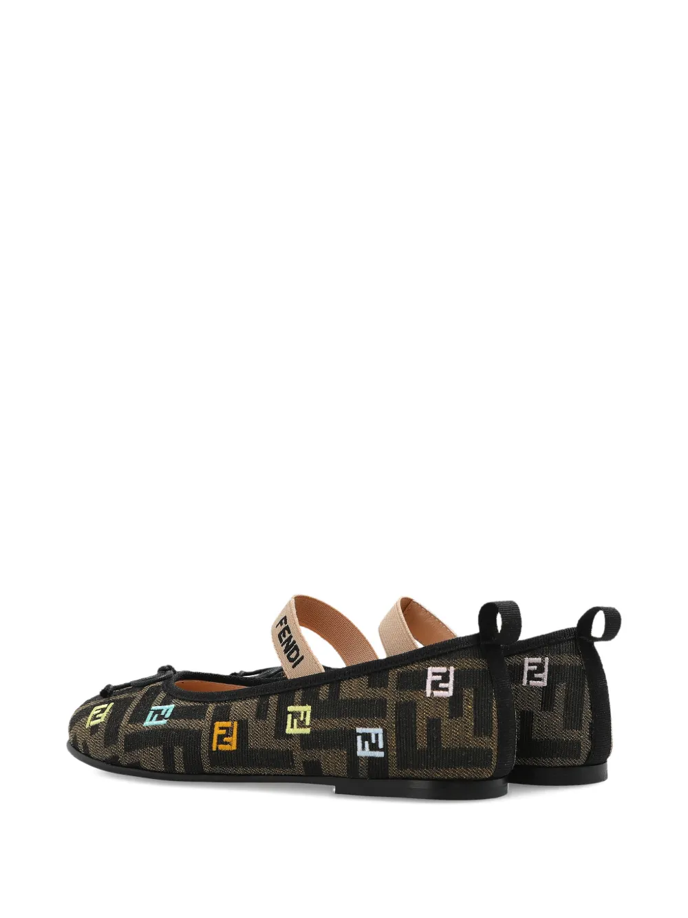 Балетки с монограммой FF Fendi Kids, коричневый — фото 3