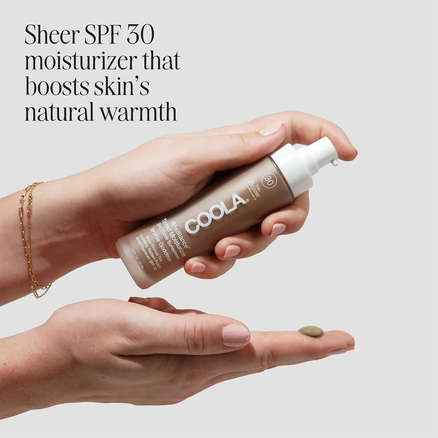 Увлажняющий тонирующий крем COOLA Organic Rosilliance с SPF 30, протестировано дерматологами, 1,5 жидких унции., Fresh Rose, Golden Hour and Bronze Goddess — фото 2
