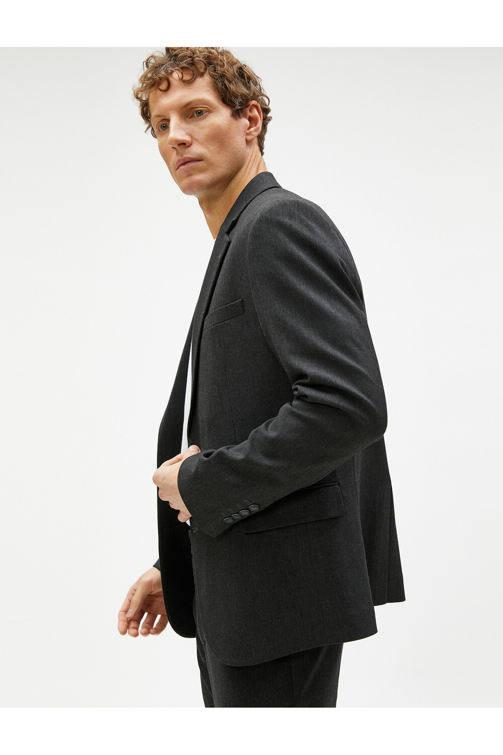 

Блейзер Slim Fit на пуговицах с детальным карманом Koton, серый