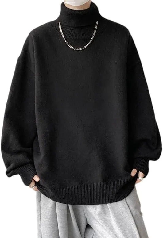 

Мужской вязаный теплый свитер с воротником-стойкой