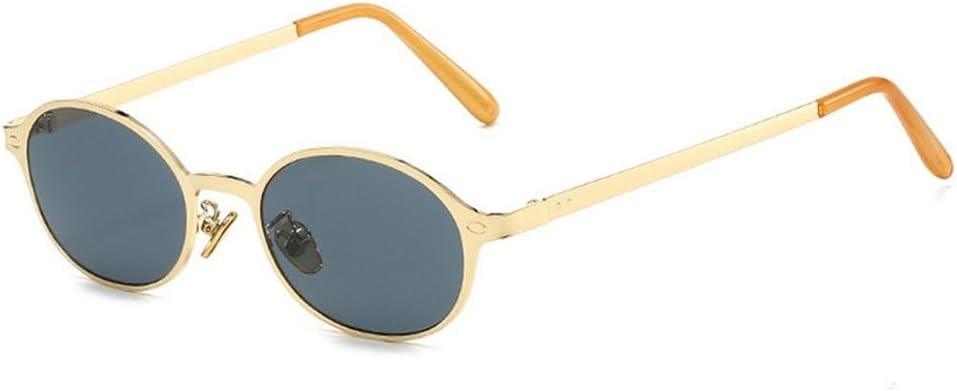 

Винтажные классические женские солнцезащитные очки в маленькой овальной металлической оправе с заклепками, мужские панк-очки, солнцезащитные очки UV400 SKFGNX, Golden Grey