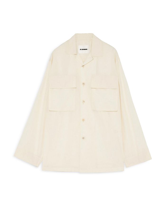 

Длинный рукав, рубашка кэмп Jil Sander, слоновая кость/кремовый