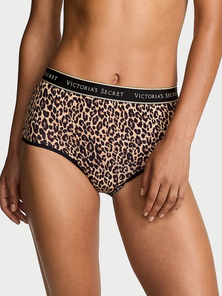 

Современные хлопковые трусики-слипы с логотипом Cotton, цвет cotton natural leopard