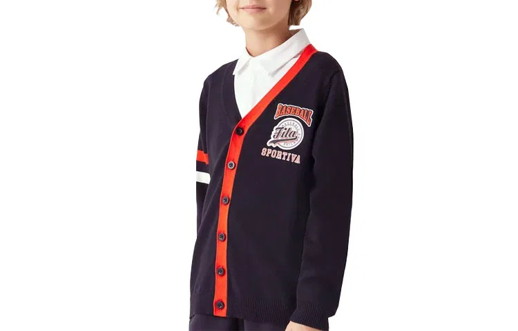 Свитер с V-образным вырезом FILA KIDS черный