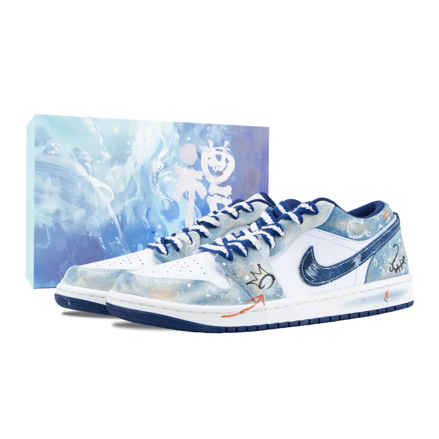 

Jordan Эйр 1 Граффити Деним Износостойкие Лоу-топ Винтажные баскетбольные кроссовки Мужские Бело-Голубые - Бело-Голубые (Специальная коробка), цвет White Blue (Special Box)