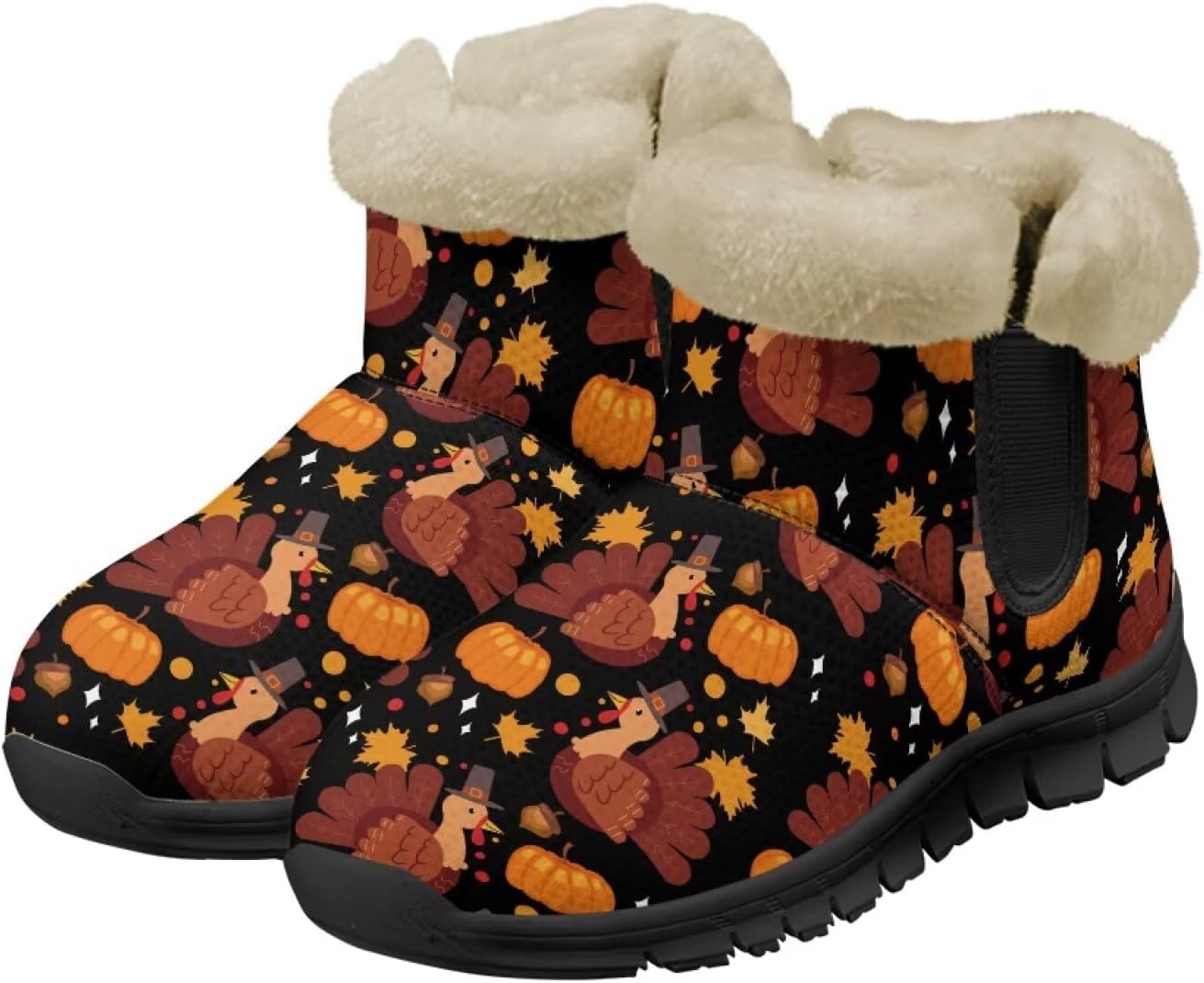 

Зимние ботинки для женщин и мужчин с меховой подкладкой, противоскользящие, удобные, теплые, зимние ботинки Noprintge, Turkey Pumpkin