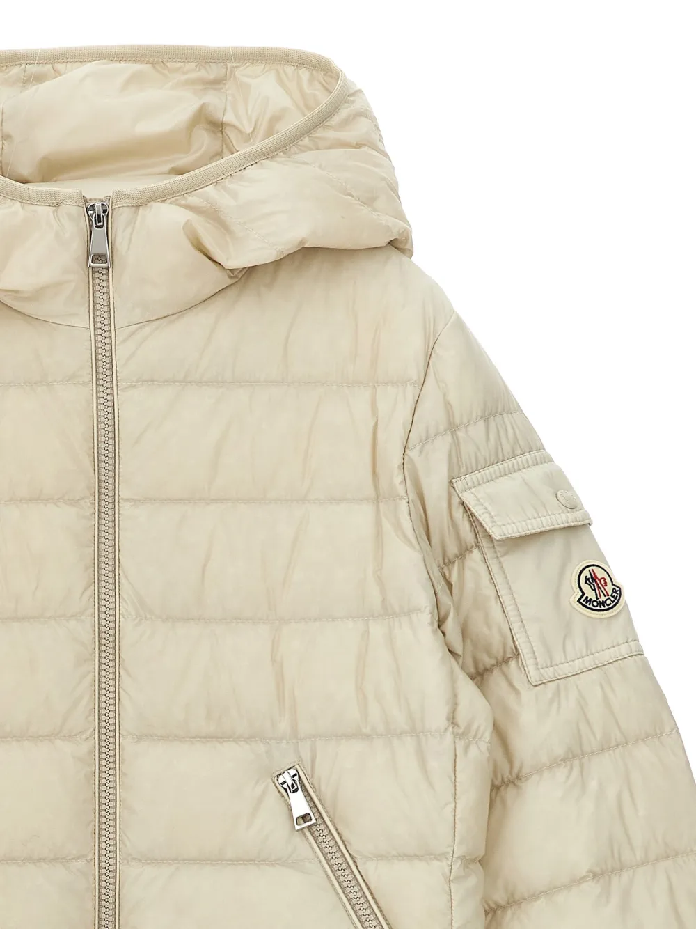 Стеганая пуховая куртка с капюшоном Moncler Enfant, нейтральный — фото 3
