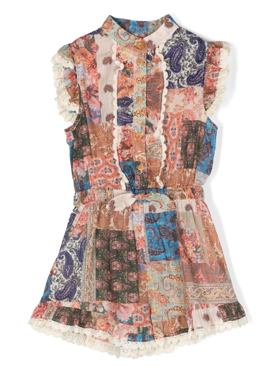 

ZIMMERMANN Kids платье-рубашка в технике пэчворк, розовый