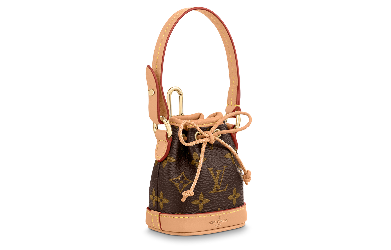 LOUIS VUITTON Микро Ноэ из лакированной кожи с коровьей кожей сумочка-шарм товар для женщин коричневый — фото 2