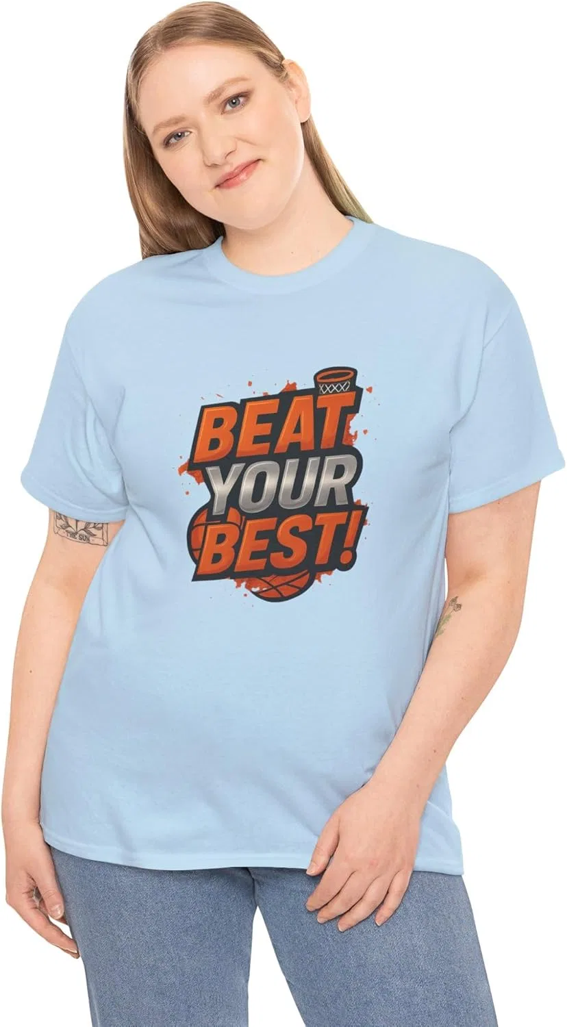Футболка с принтом Beat Your Best, хлопковая, Light Blue — фото 4