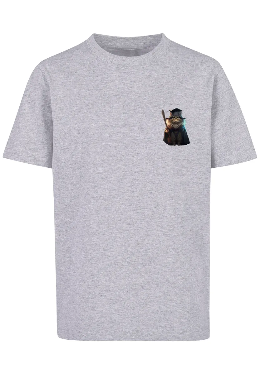 

F4NT4STIC Футболка "Wizard Cat UNISEX TEE", принт, серый