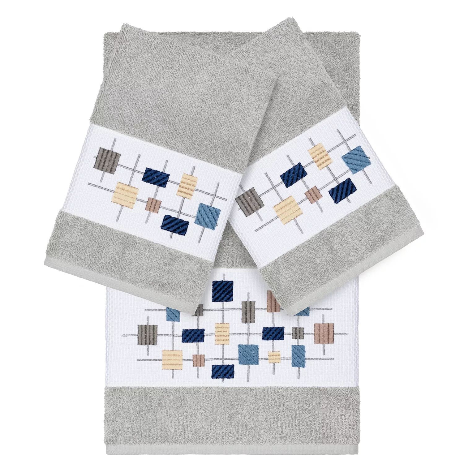 

Linum Home Textiles Набор полотенец из 3 предметов из турецкого хлопка с украшением Khloe, светло-серый
