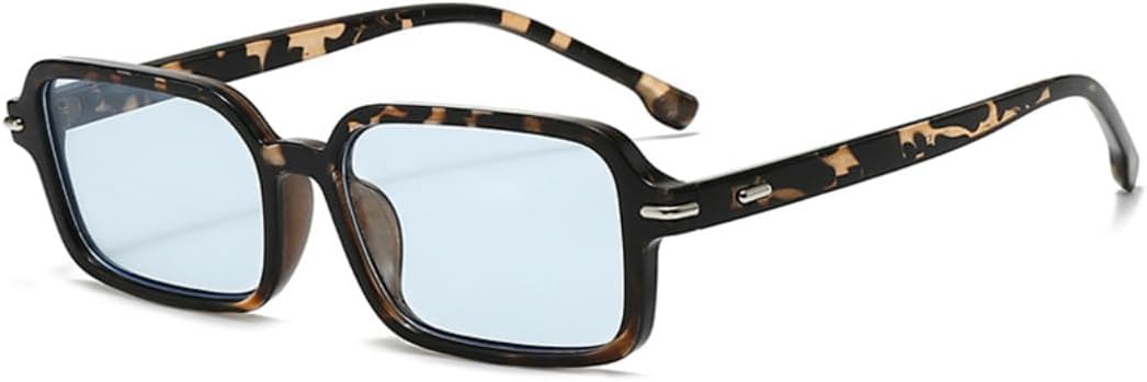 

Солнцезащитные очки в стиле ретро прямоугольной формы для женщин, модные заклепки для мужчин, трендовые панк-очки с леопардовым принтом, солнцезащитные очки UV400 TVTBBVV, Leopard Blue