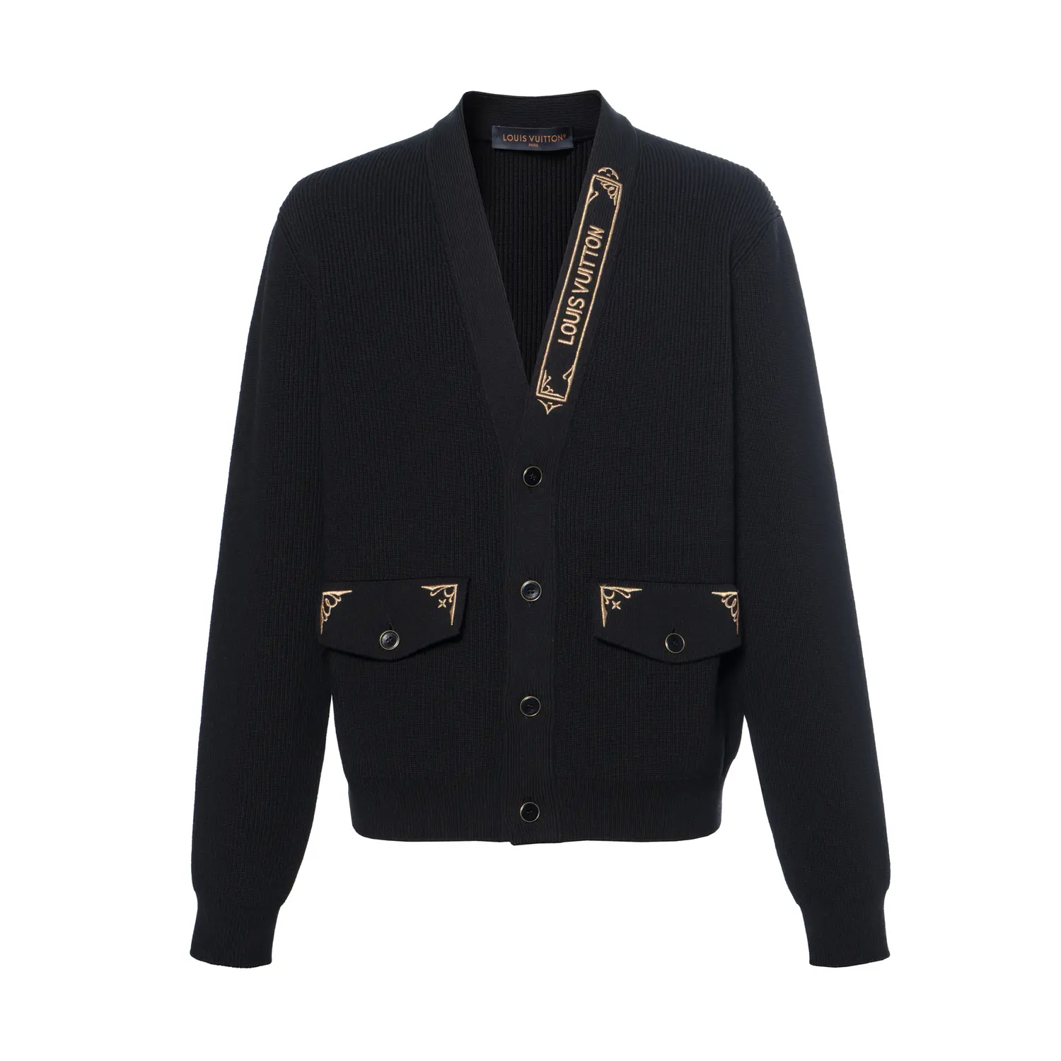 

Кардиган Lv с вышитой подписью LOUIS VUITTON, черный