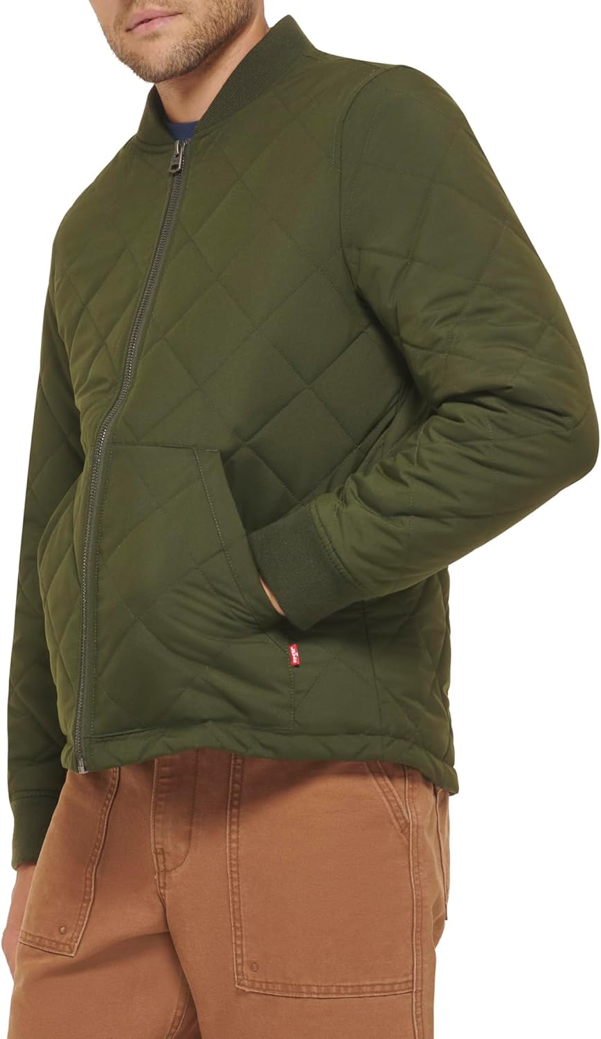 Мужская стеганая куртка-бомбер Levi's с открытым низом, Military Army Green — фото 2