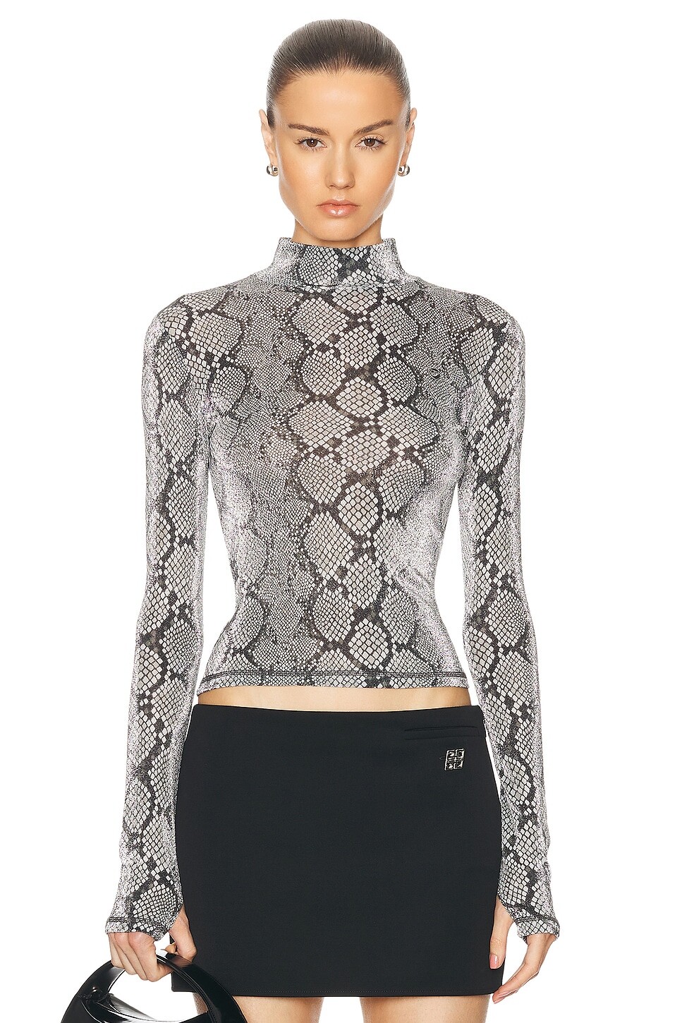 

Узкий топ с высоким воротником Coperni, цвет Print Snake