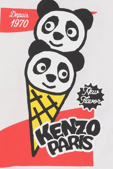 Футболка с принтом Kenzo Kids, белый — фото 3