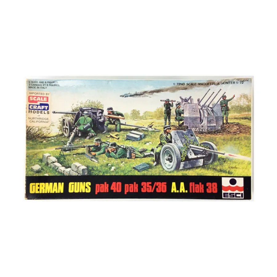 

Немецкие пушки pak 40 pak 35/36 A.A. зенитная артиллерийская установка 38, Plastic Military Figures (1:72) (ESCI)