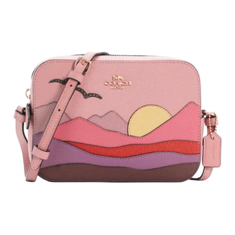 

COACH Кожаная сумка для камеры через плечо мини женская розовая разноцветная
