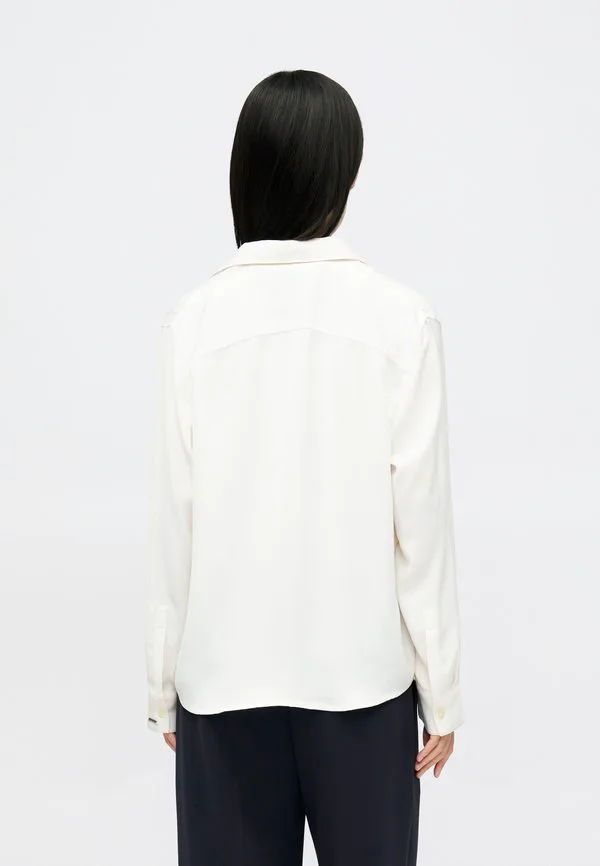 Классическая блузка на пуговицах Calvin Klein, White Greige — фото 3