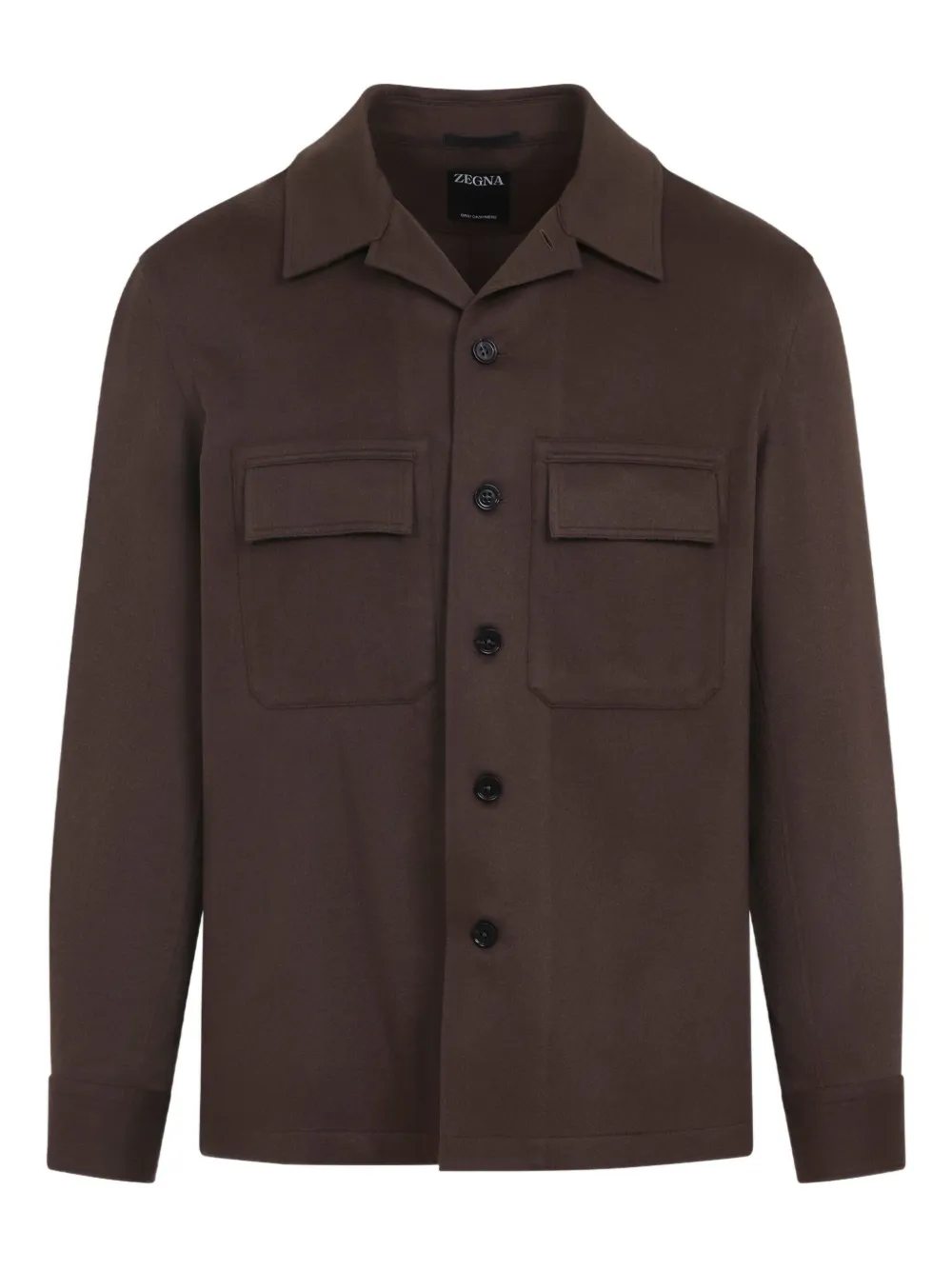 

Кашемировая куртка-рубашка с двумя карманами Zegna, коричневый