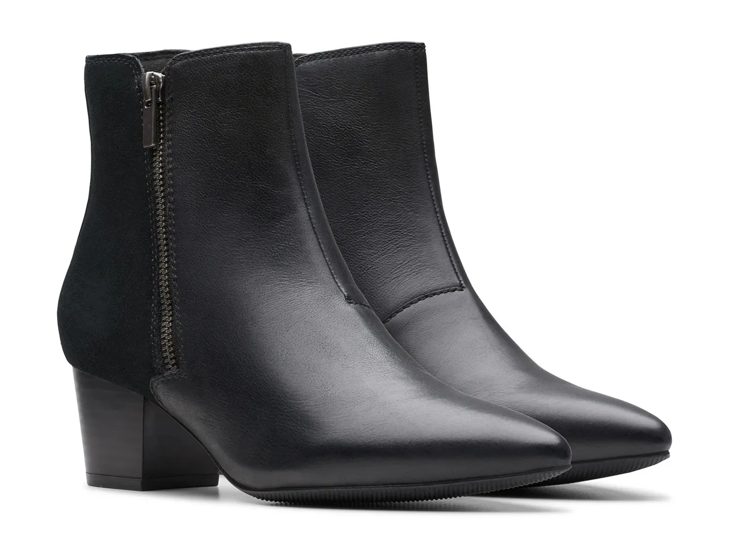 Ботильоны женские Clarks Ellanie Vibe из кожи и замши на каблуке, черные — фото 4