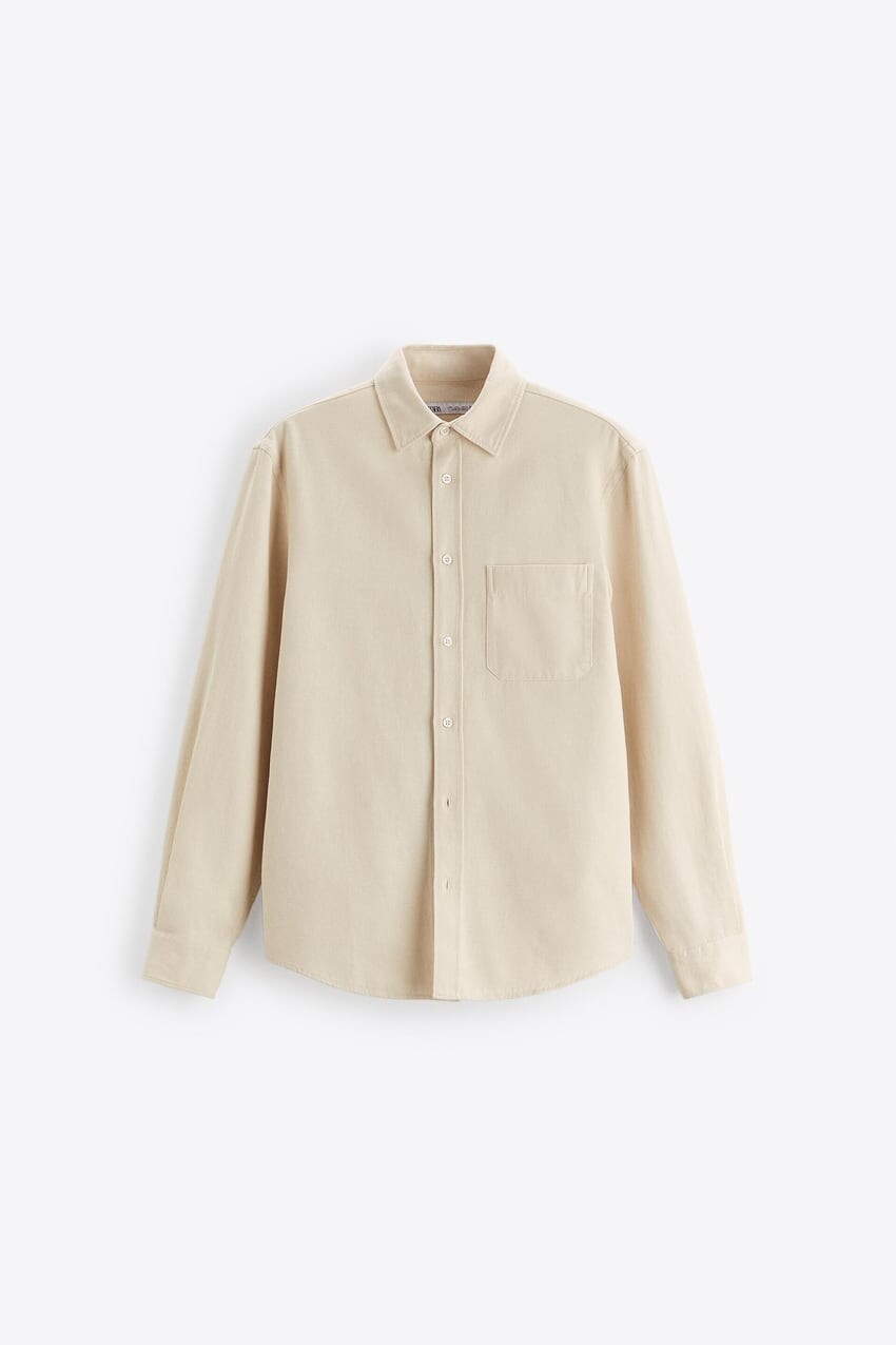 

Рубашка Zara lyocell - cotton, светло-бежевый