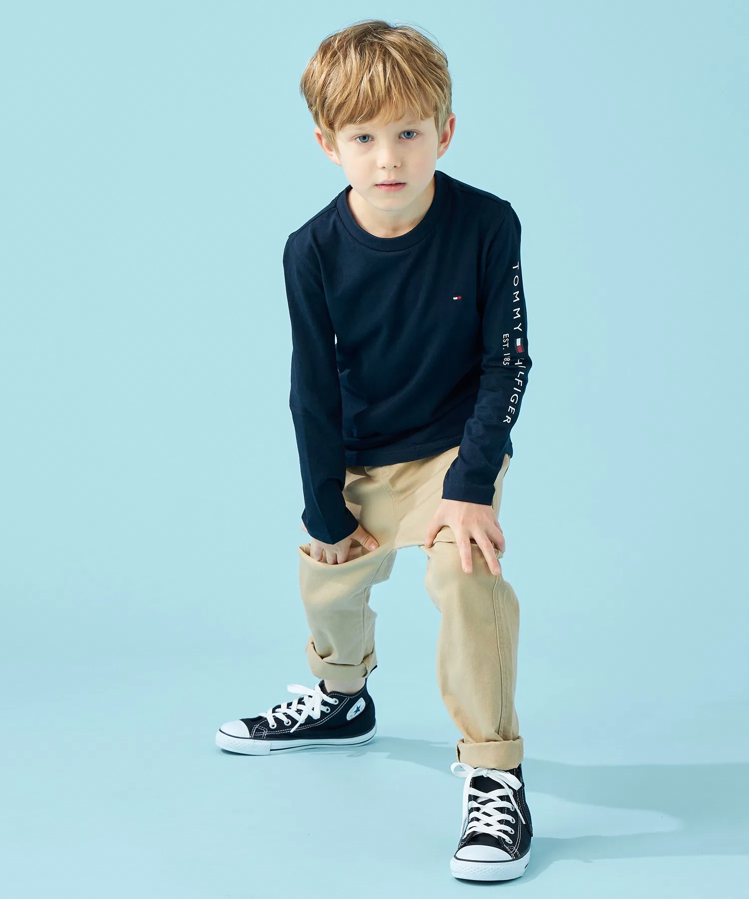 Детская футболка с логотипом TOMMY HILFIGER тёмно-синяя — фото 2