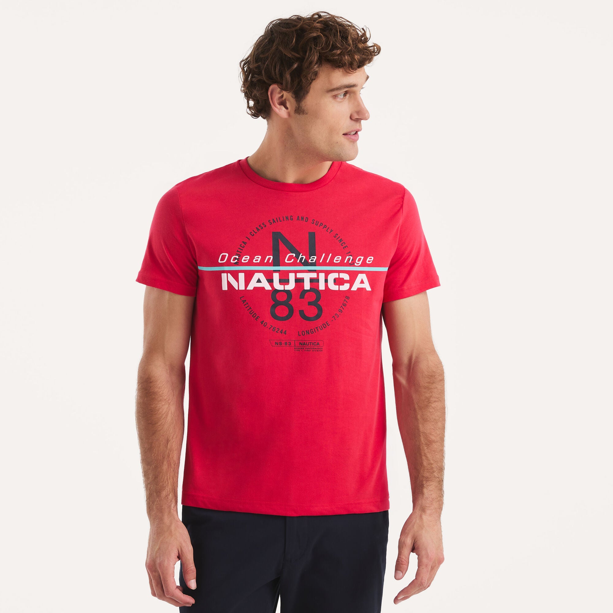 

Футболка мужская Nautica Ocean Challenge с графическим принтом, розовый/коралловый